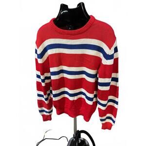 Vintage Parker Cotton Sweater R/W/B 80s Preppy Nautical